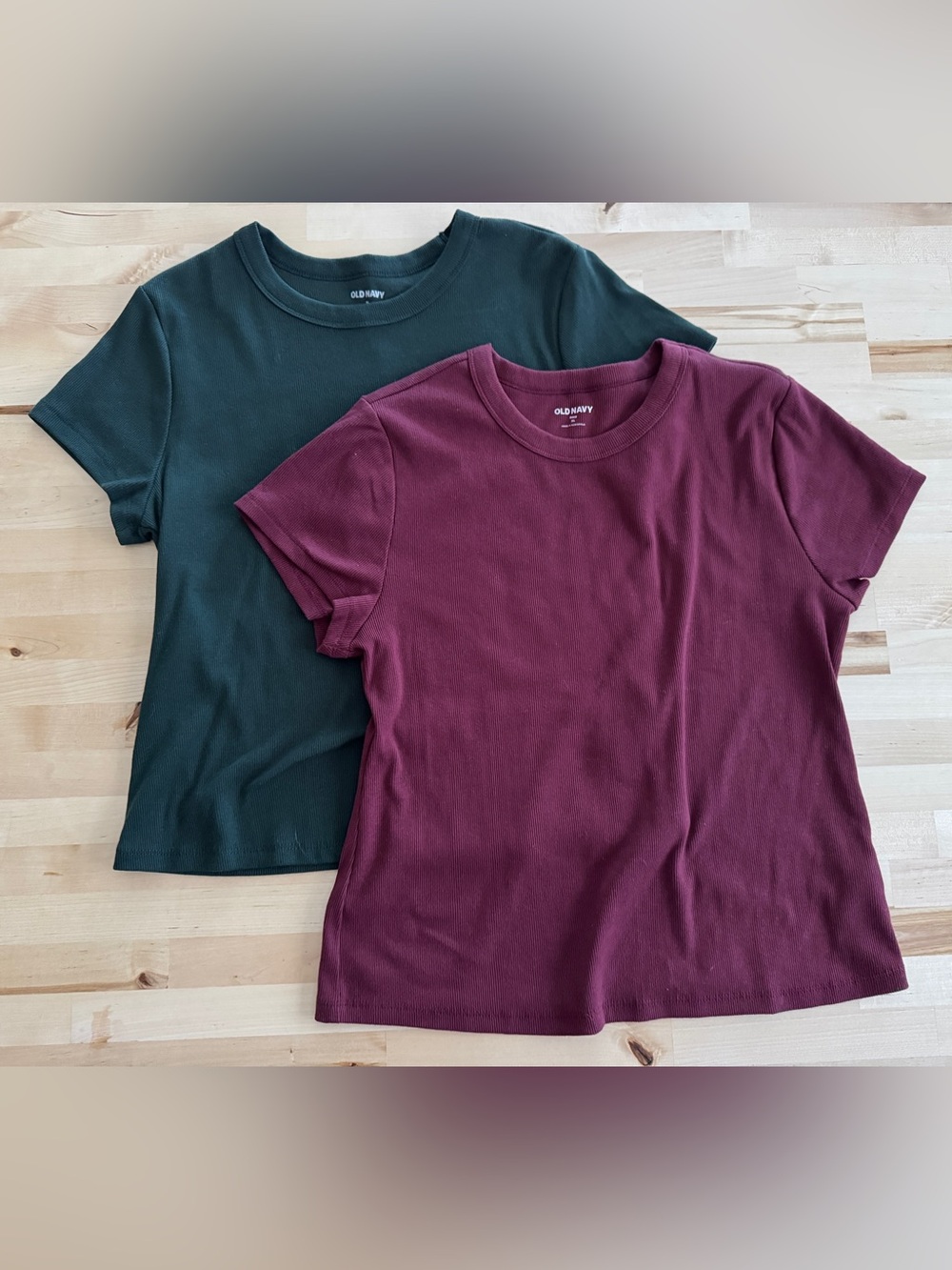 Pair (2) Old Navy Ribbed Snug Fit Crop T-Shirts